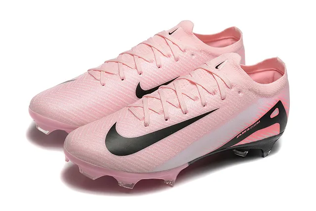Nike Pink Black Low-Cut Knit Upper Asymmetrical Lacing Firm-Ground Soccer Shoes 8