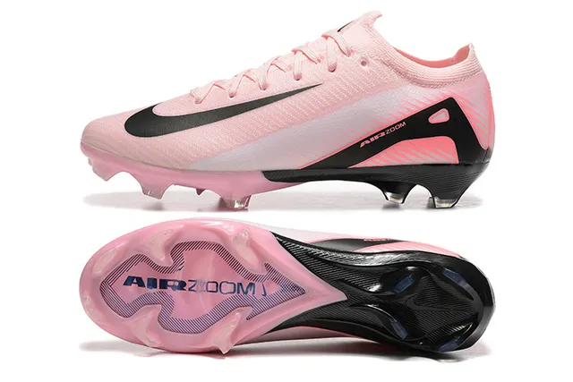Nike Pink Black Low-Cut Knit Upper Asymmetrical Lacing Firm-Ground Soccer Shoes 9