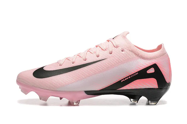 Nike Pink Black Low-Cut Knit Upper Asymmetrical Lacing Firm-Ground Soccer Shoes 10