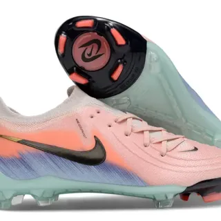 Nike Pink Blue Knit Upper Gradient Color Blocking Firm-Ground Soccer Shoes