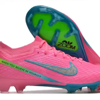 Nike Pink Blue Knit Upper Low-Cut Collar Firm-Ground Soccer Shoes
