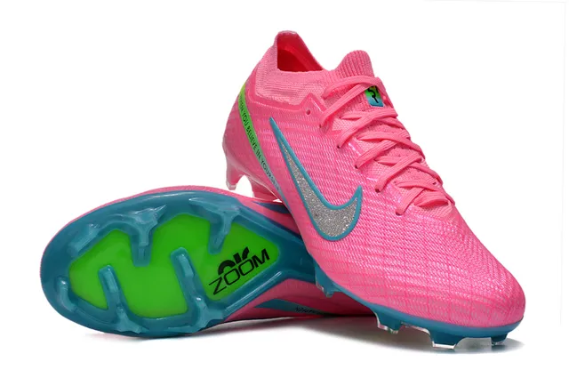Nike Pink Blue Knit Upper Low-Cut Collar Firm-Ground Soccer Shoes 2