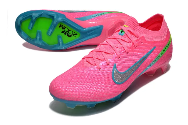 Nike Pink Blue Knit Upper Low-Cut Collar Firm-Ground Soccer Shoes 3