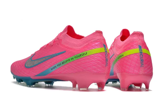 Nike Pink Blue Knit Upper Low-Cut Collar Firm-Ground Soccer Shoes 4