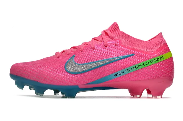 Nike Pink Blue Knit Upper Low-Cut Collar Firm-Ground Soccer Shoes 6