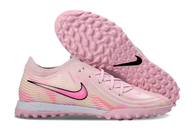 Nike Pink Multicolor Knit Upper Wave-Patterned Overlays Turf Soccer Shoes 1