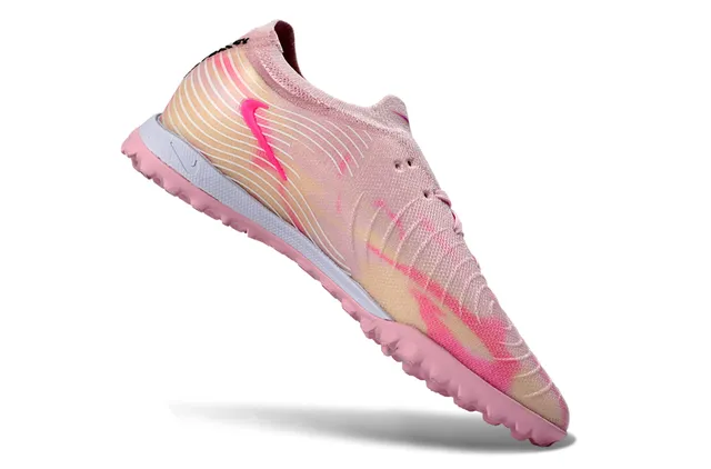 Nike Pink Multicolor Knit Upper Wave-Patterned Overlays Turf Soccer Shoes 2