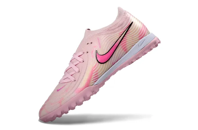 Nike Pink Multicolor Knit Upper Wave-Patterned Overlays Turf Soccer Shoes 3