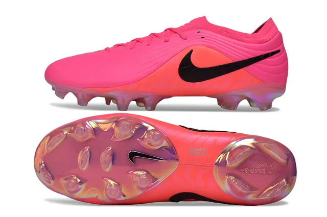 Nike Pink Orange Low-Cut Synthetic Upper Ribbed Texture Firm-Ground Soccer Shoes 16