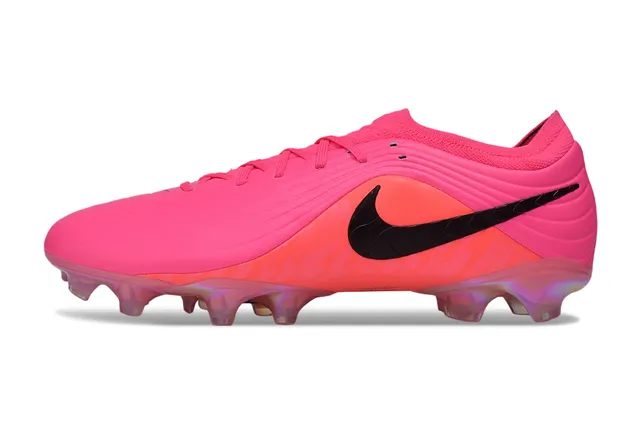Nike Pink Orange Low-Cut Synthetic Upper Ribbed Texture Firm-Ground Soccer Shoes 17