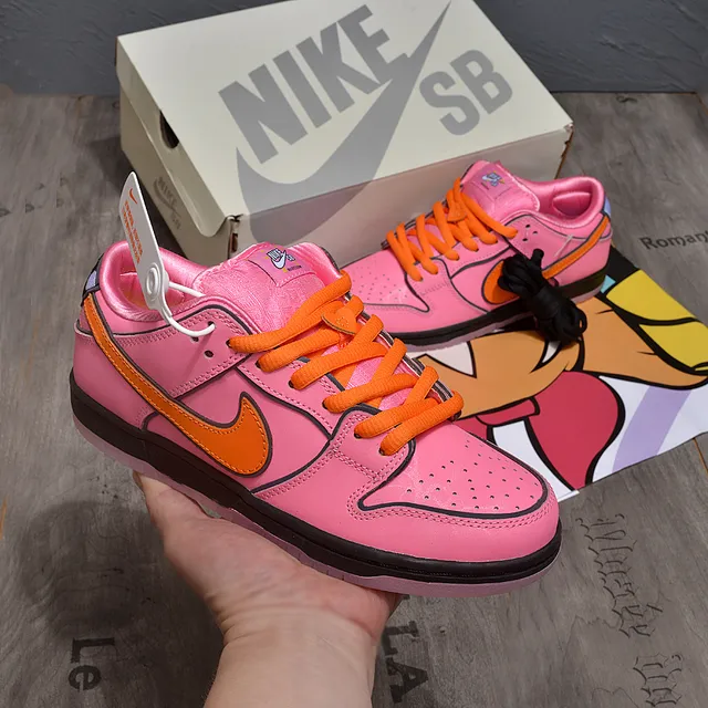 Nike Pink Orange Low-Top Perforated Toe Skateboard Shoes 2