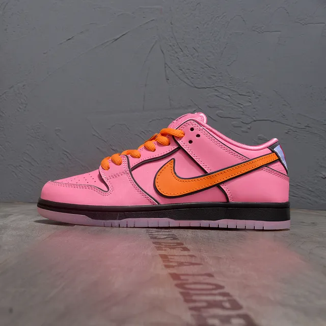 Nike Pink Orange Low-Top Perforated Toe Skateboard Shoes 7