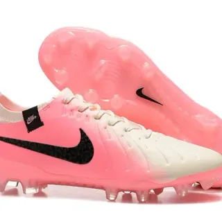 Nike Pink White Low-Cut Bootie Upper Translucent Outsole Firm-Ground Soccer Shoes