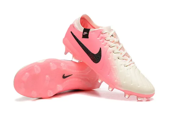 Nike Pink White Low-Cut Bootie Upper Translucent Outsole Firm-Ground Soccer Shoes 6