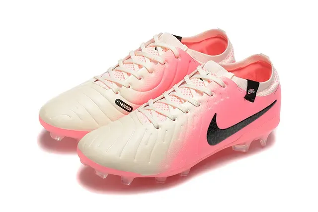 Nike Pink White Low-Cut Bootie Upper Translucent Outsole Firm-Ground Soccer Shoes 8
