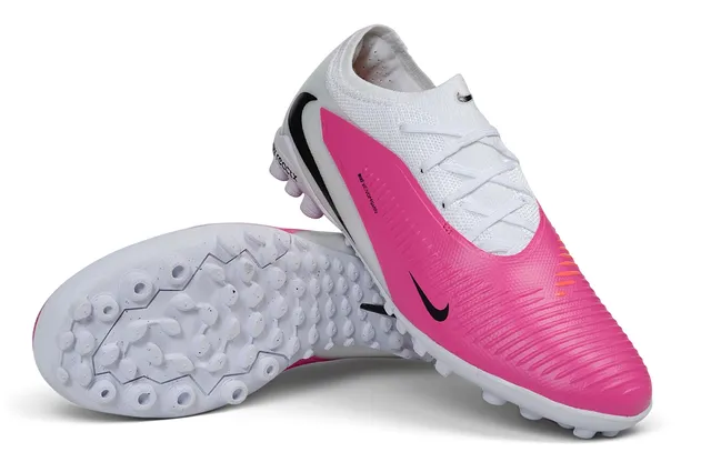 Nike وردي أبيض منخفض كولار صورة جورب نسيج صناعي مقرمش غطاء مقدمة القدم أرضية كروية أحذية كرة القدم 6