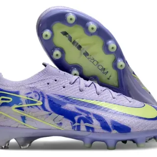 Nike Purple Green Low-Cut Knit Sock-Fit Upper Firm-Ground Soccer Shoes