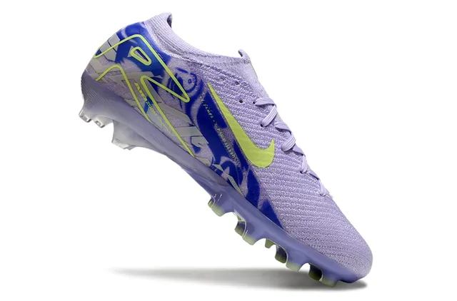 Nike Purple Green Low-Cut Knit Sock-Fit Upper Firm-Ground Soccer Shoes 2