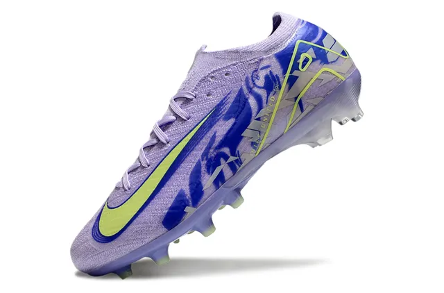 Nike Purple Green Low-Cut Knit Sock-Fit Upper Firm-Ground Soccer Shoes 3