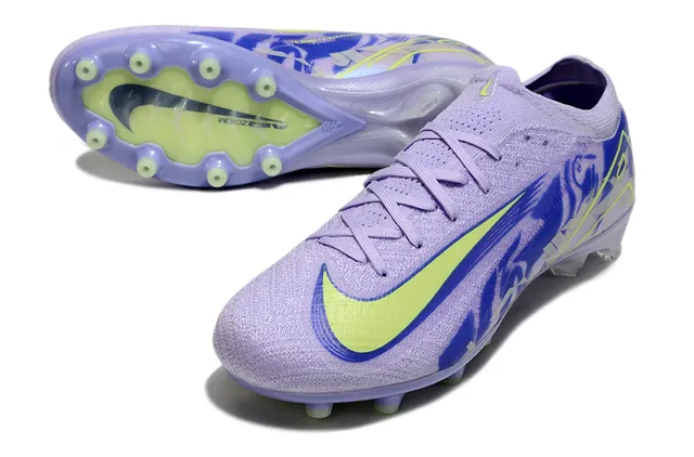 Nike Purple Green Low-Cut Knit Sock-Fit Upper Firm-Ground Soccer Shoes 4