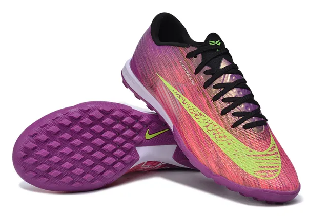 Nike Roxo Rosa Flyknit Upper Iridescent Gradient Turf Sapatos de Futebol 3