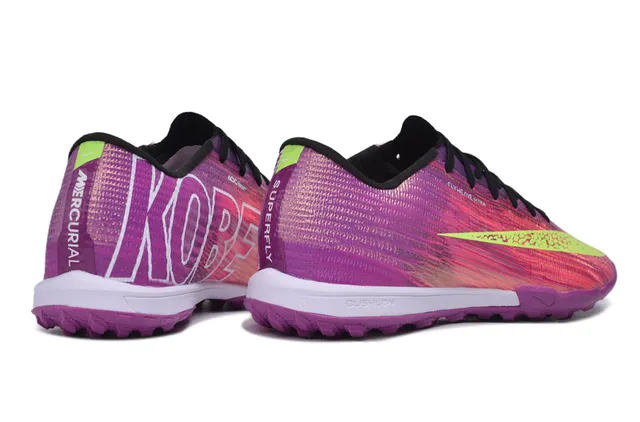 Nike Roxo Rosa Flyknit Upper Iridescent Gradient Turf Sapatos de Futebol 5