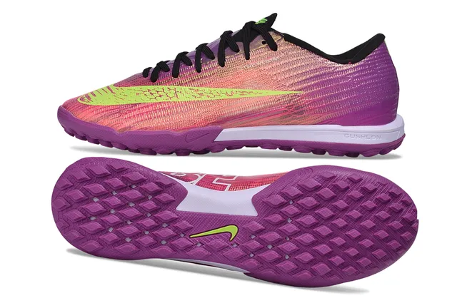 Nike Roxo Rosa Flyknit Upper Iridescent Gradient Turf Sapatos de Futebol 6