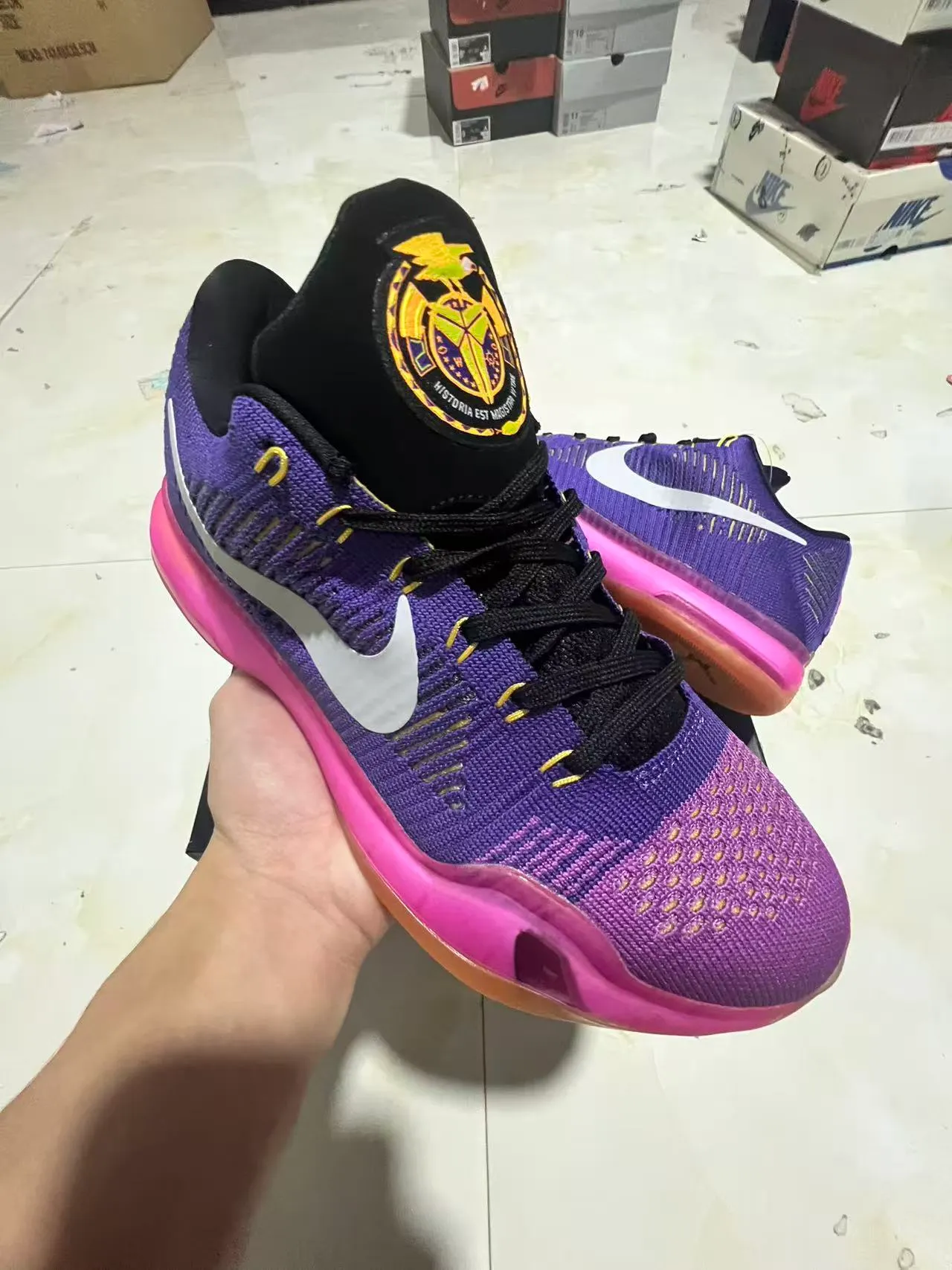 Nike Purple Pink Knit Upper Visible Full-Length Cushioning Basketball Shoes 2