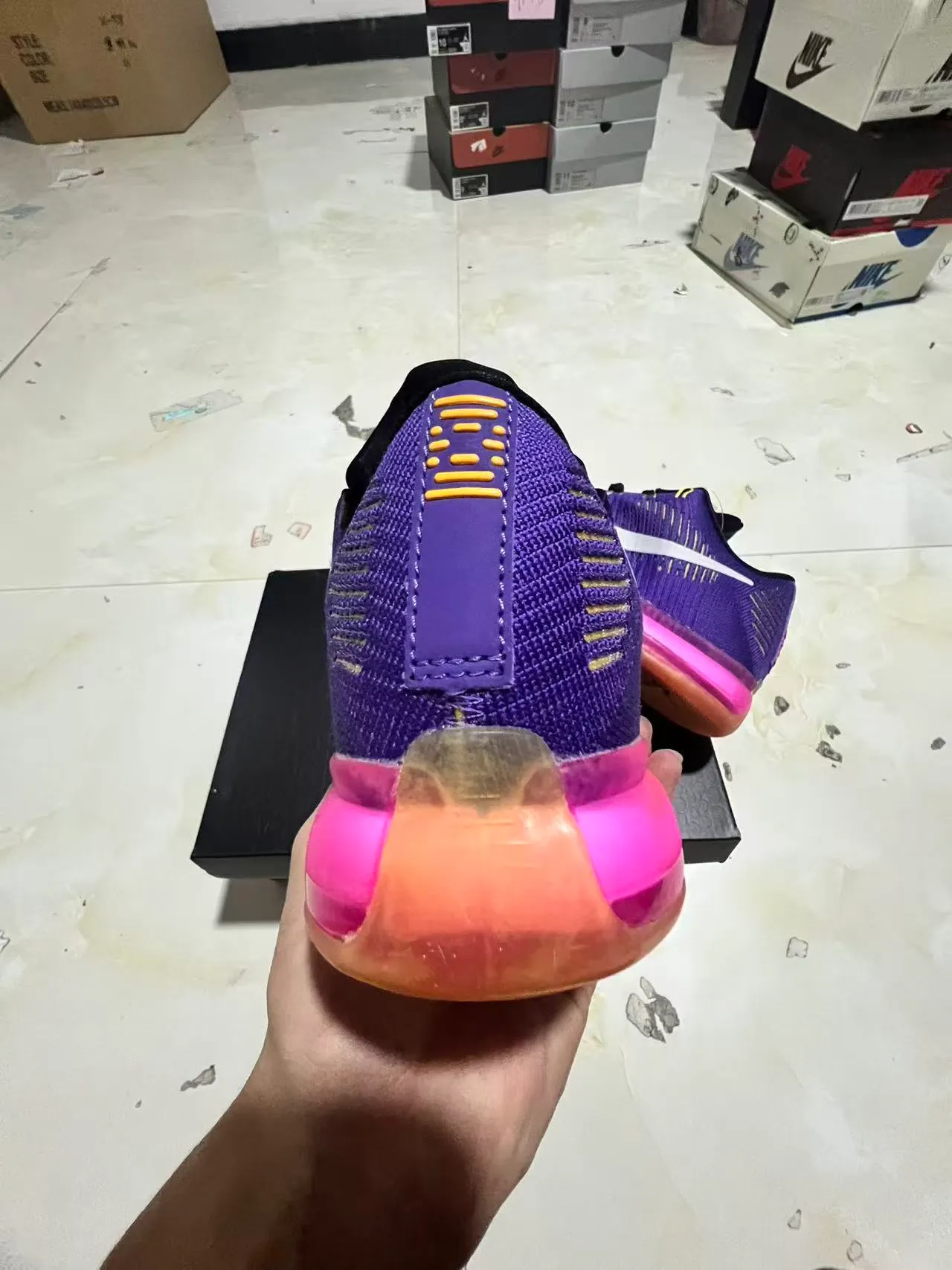 Nike Purple Pink Knit Upper Visible Full-Length Cushioning Basketball Shoes 8