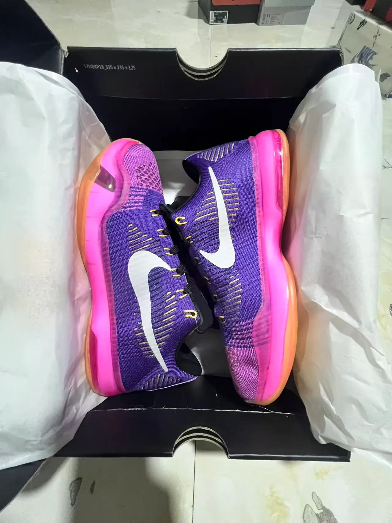 Nike Purple Pink Knit Upper Visible Full-Length Cushioning Basketball Shoes 9