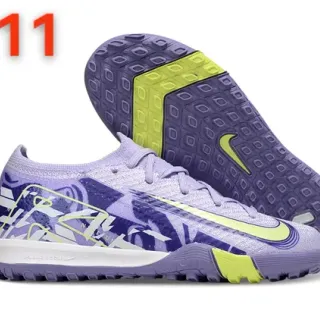 Nike Purple Yellow Knit Upper Graphic Print Turf Soccer Shoes