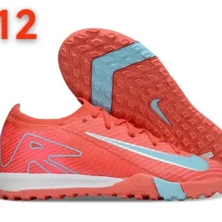 Nike Red Blue Knit Upper Integrated Sock-Like Collar Turf Soccer Shoes