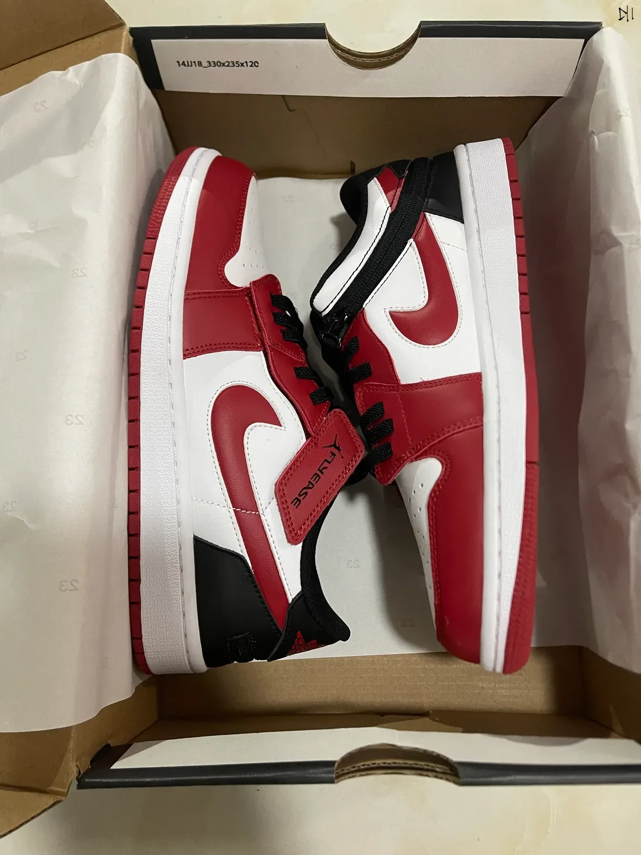 Nike Red White Low-Top Leather Upper Sneakers 7