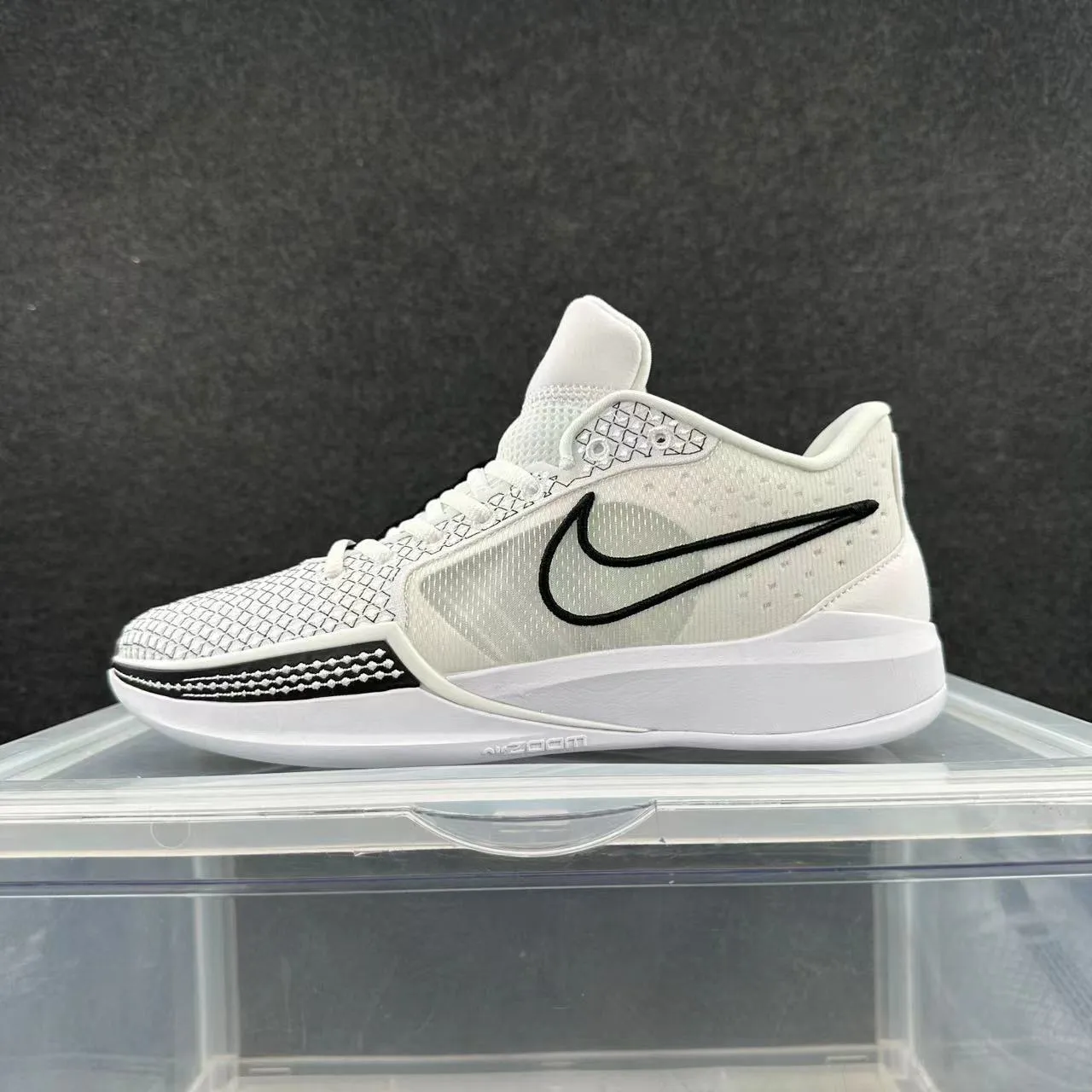 Nike Sabrina White Black Engineered Mesh Upper Swoosh Accent Basketball Shoes 2