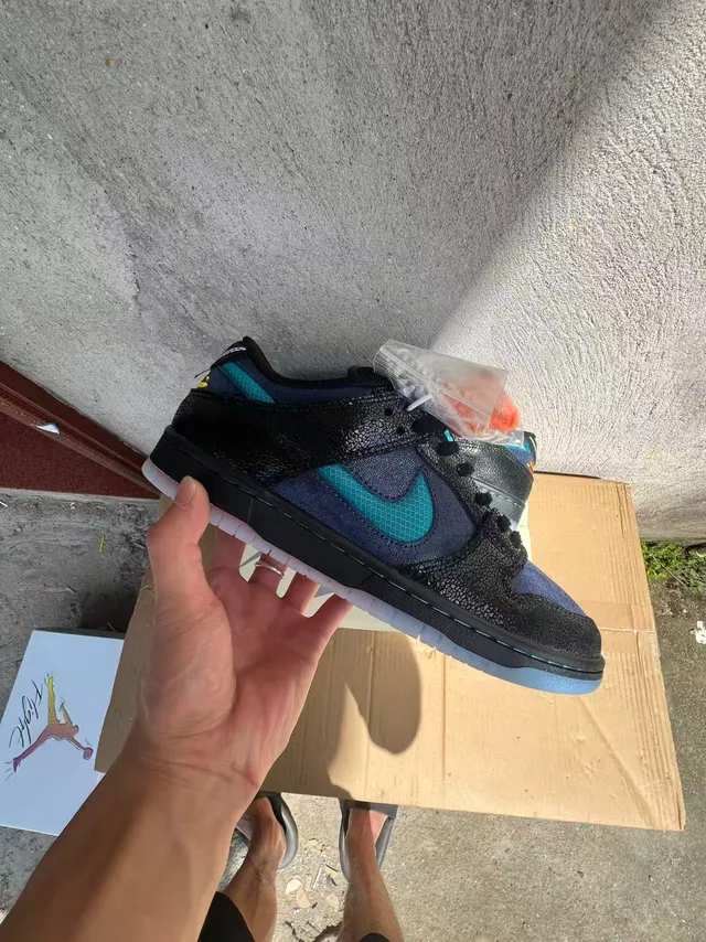 Nike SB Dunk Low Noir Turquoise Texturé Chaussures de Skateboard 2