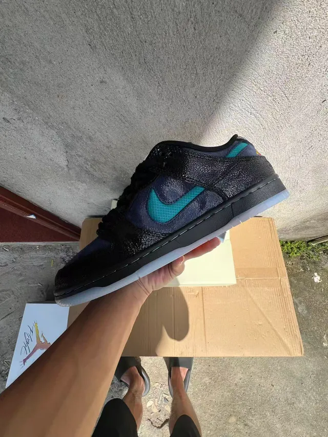 Nike SB Dunk Low Noir Turquoise Texturé Chaussures de Skateboard 6