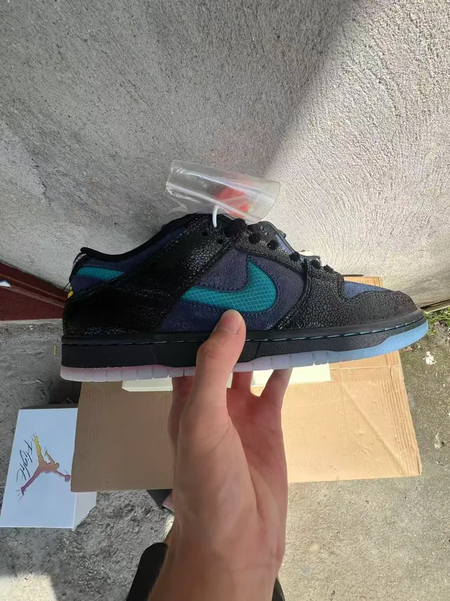Nike SB Dunk Low Noir Turquoise Texturé Chaussures de Skateboard 8