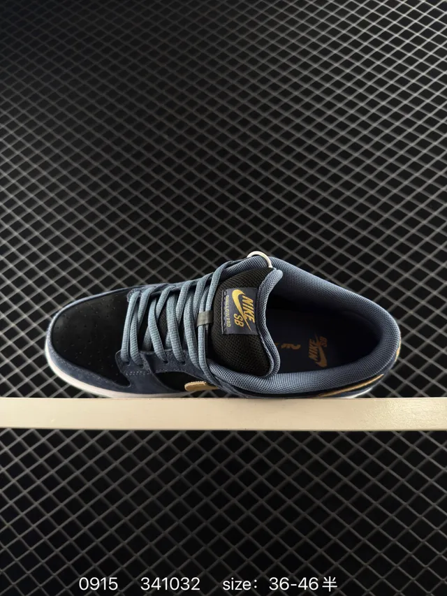 Nike SB Dunk Low Chaussures de skate Bleu marine Noir Or Daim 3