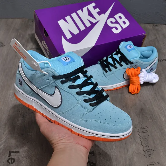 Nike SB Force 58 Light Blue Black Orange Skateboard Shoes 2
