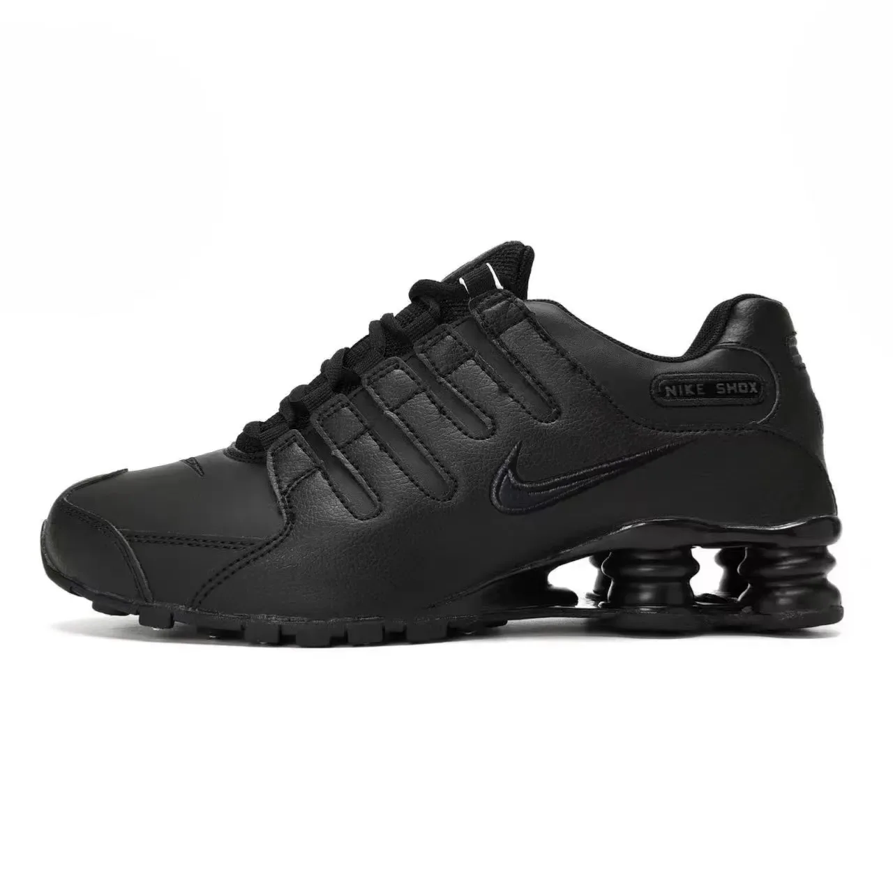 Nike Shox Black Monochrome Leather Upper Lifestyle Sneakers 2