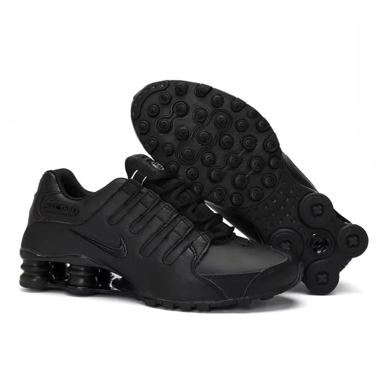Nike Shox Black Monochrome Leather Upper Lifestyle Sneakers 3