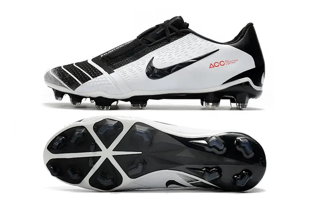 Nike Blanc Noir Bottines Basses avec Lacets Asymétriques pour Sol Firme Chaussures de Football 19