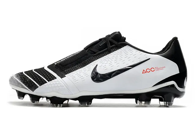 Nike Blanc Noir Bottines Basses avec Lacets Asymétriques pour Sol Firme Chaussures de Football 20