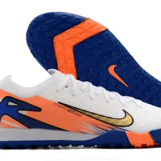 Nike सफेद नीला Flyknit Upper ACC Technology Label टर्फ फुटबॉल जूते