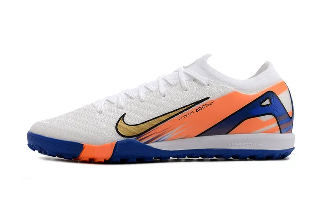 Nike White Blue Flyknit Upper ACC Technology Label Turf Soccer Shoes 2