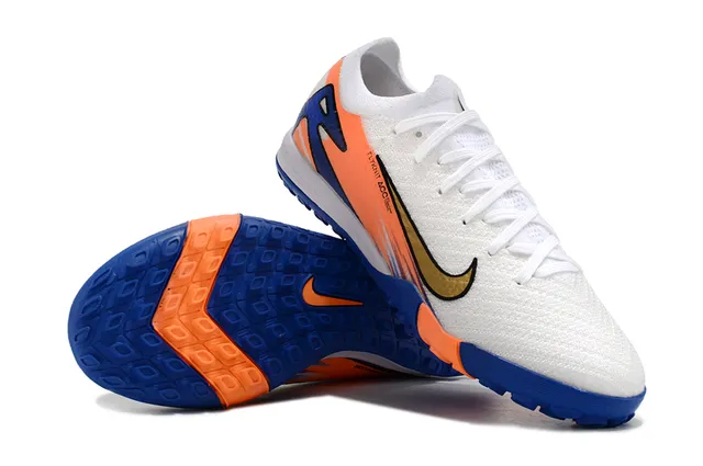 Nike White Blue Flyknit Upper ACC Technology Label Turf Soccer Shoes 3