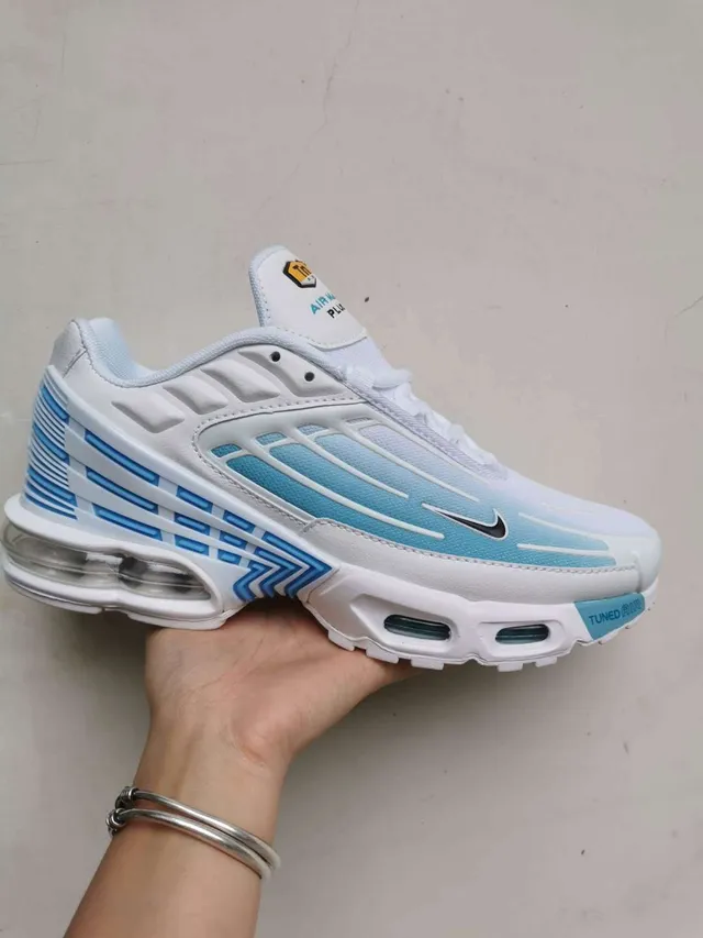 Nike White Blue Full-Length Air Unit Layered Synthetic Cage Lifestyle Sneakers 9