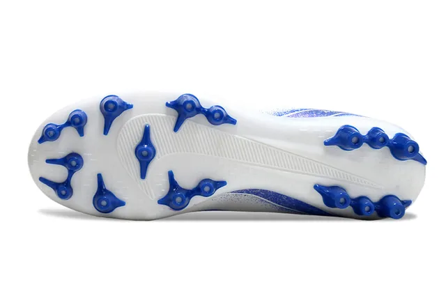 Nike White Blue High-Cut Knit Upper Asymmetrical Lacing Firm-Ground Soccer Shoes 6