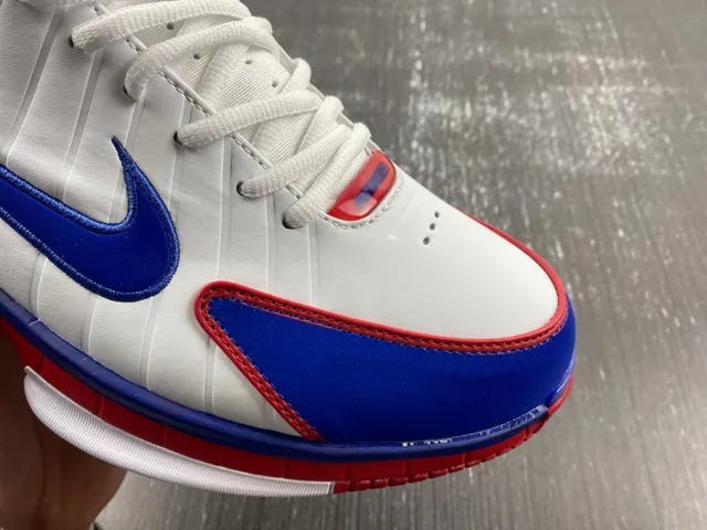 Nike White Blue High-Top Ribbed Synthetic Upper Basketball Shoes 2