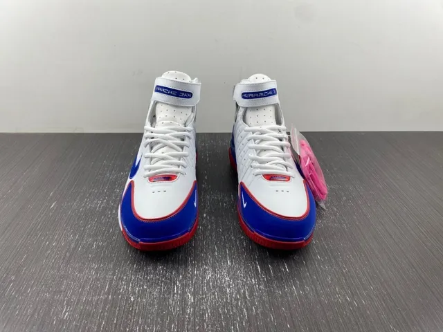 Nike White Blue High-Top Ribbed Synthetic Upper Basketball Shoes 11